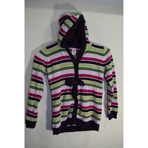 2011 Gymboree Hooded Cardigan Sweater Dress GIRLS M 7 8 Striped Knit